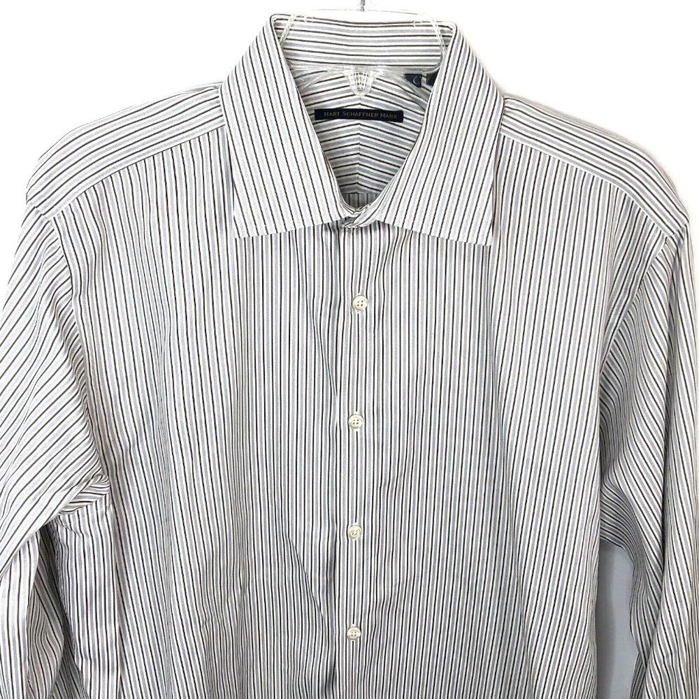 Hart Schaffner Marx Shirt Mens Size 16 1/2 34/35 Long Sleeve Button Up Striped